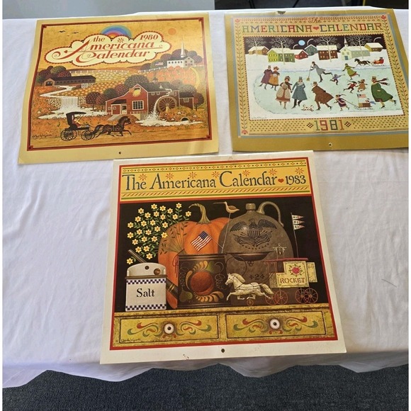 Lot Of 3 The Americana Calendars 1980,1983,1981, Missing Months Not Complete - Picture 1 of 11